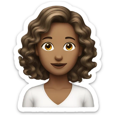 girl, white with brunette wavy 2b hair sticker