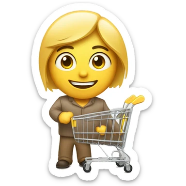 A customer with 2 shopping carts winking sticker