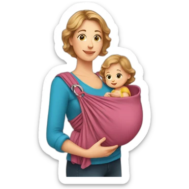 European Babywearing mom with baby and ring sling sticker