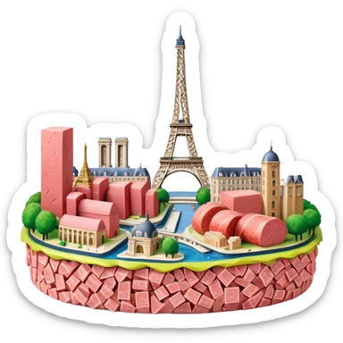  paris art city SPAM meat jeff koons style sculpture arty landscape  sticker