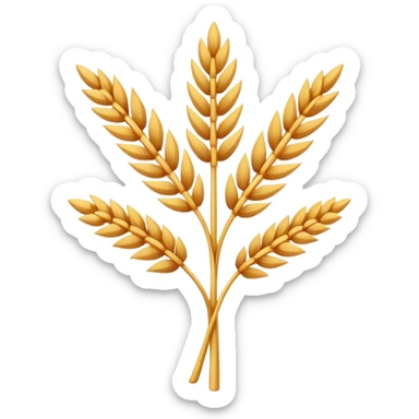 Minimalist emoji-style icon representing celiac disease: a golden wheat stalk with a bold red ‘no’ cross on top, flat design, clean lines, simple shapes, high contrast, centered on a transparent or white background, friendly but clear medical symbol, vector-style, smooth edges. sticker