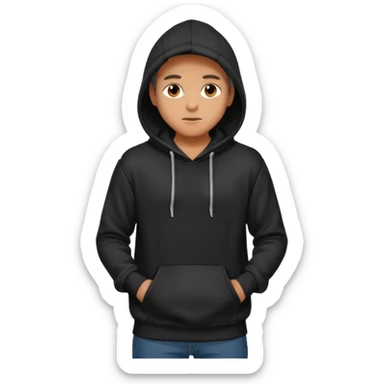 fullbody Mysterious man in black hoodie, hands in pockets sticker