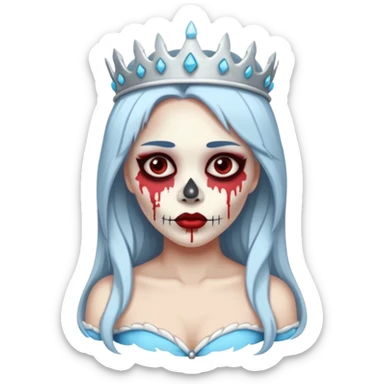 An attractive Alaskan princess, full body, facing to the right. In the style of your bleeding skull art. Full body facing in the right side of the screen sticker