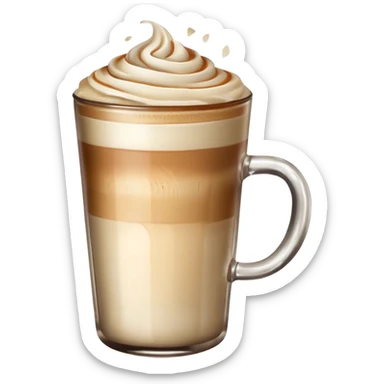 Latte coffee in a transparent glass sticker