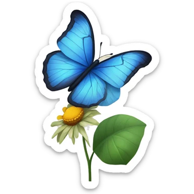 A blue butterfly sitting on a flower but I don't want the flower  sticker