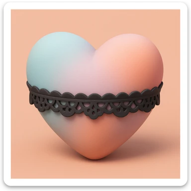 gothic heart with a black lace choker, mochi style sticker