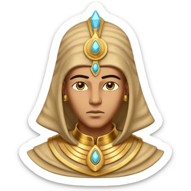 ancient pharaoh sand mage portrait, head and shoulders only, Egyptian-inspired hood collar, gold ornaments, mystical sand swirl, glowing eyes, 3D cartoon, mobile game icon style, clean background, no text, no watermark
 sticker