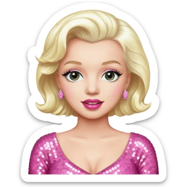 Marilyn Monroe with platinum blonde hair, pink sequin outfit sticker