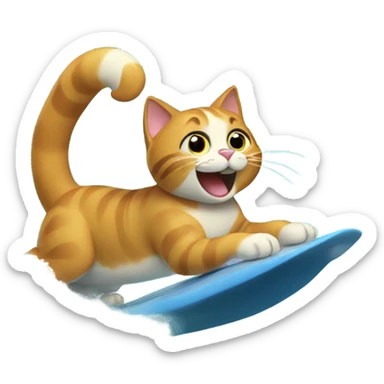Cat riding a wave  sticker