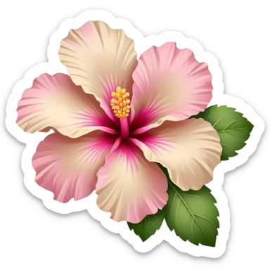 un jolie hibiscus au couleur rose et beige pastel sticker