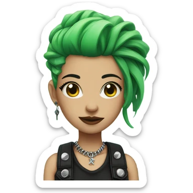 punk girl with piercings and green hair sticker