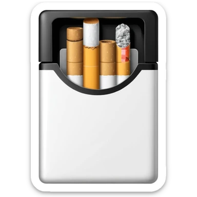 Minimalistic cigarette pack emoji, metallic black and white sticker