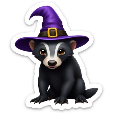 honey badger wearing a witch hat sticker