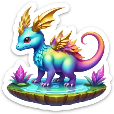Epic divine legendary complex detailed iridescent gradients aesthetic-Fakémon-creature-scenery sticker