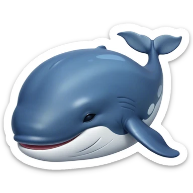 Meme-Worthy Cute Sleeping Humpback Whale Portrait Emoji, Head resting peacefully with a contented smile, showcasing an enormous blue-gray body with gently drifting pectoral fins and eyes softly closed in serene slumber, Simplified yet adorably endearing features, highly detailed, glowing with a soft, drowsy deep-sea light, high shine, relaxed and utterly lovable, stylized with an air of playful oceanic laziness, soft glowing outline, capturing the essence of a sleeping humpback whale that feels destined to become the next viral icon of adorable marine rest! sticker