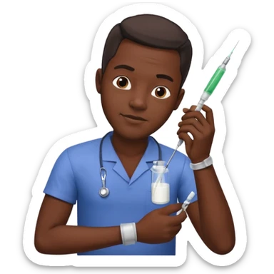 African man putting needle in his arm for medicine reason  sticker