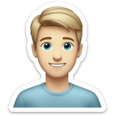 confident happy clean shaven pale teen boy with short light brown hair blue eyes portrait sticker