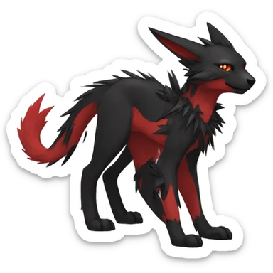 cool edgy black punk red animal hybrid Fakemon full body sticker