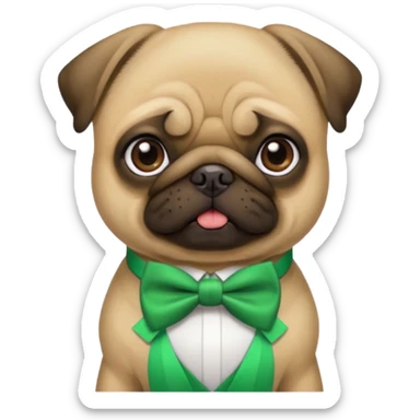 pug with green bow tie sticker