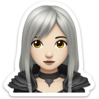 goth,girl,ash color hair,dark-souls,long,adorable sticker