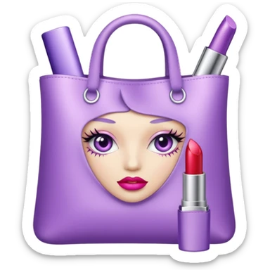 cosmetics (lipstick, perfume, mascara,..) in a lavender blink bag sticker