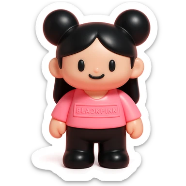 BLACKPINK-inspired object, black and pink colors, collectible and playful look, Vinyl Figure style sticker