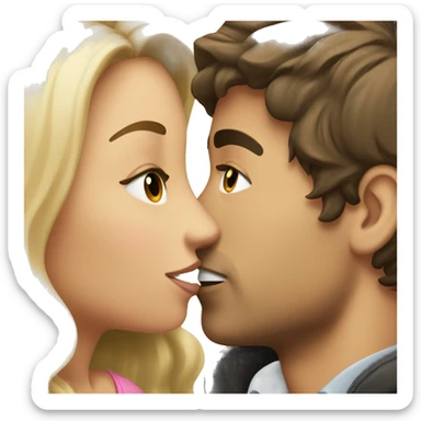 Brunette girl kissing blond guy sticker