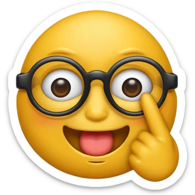 Criar emoji simples com óculos mostrando a língua e dando o dedo sticker