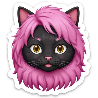 Black cat wearing a male pink hair wig sticker