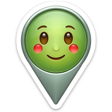 Remove any face or facial features from the light green location pin emoji, keep it simple, apple emoji style, no text, just the symbol. sticker