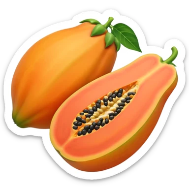 papaya fruit with leaf sticker