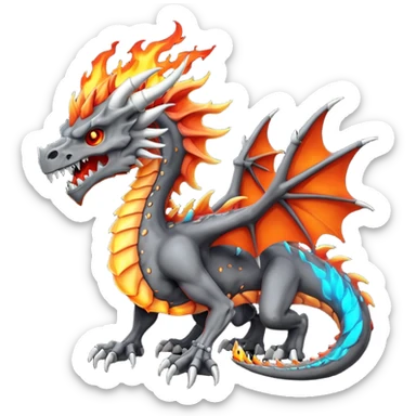 Skeletal Fiery Volcanic Cubone-Salandit-Marowak-Duskull-dragon with a flame-mane-Mohawk sticker