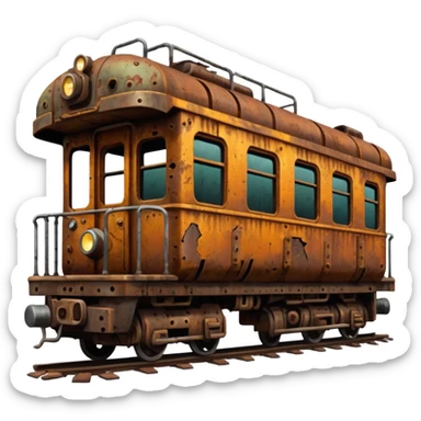 Front of a zombie-faced post-apocalyptic underground train. sticker