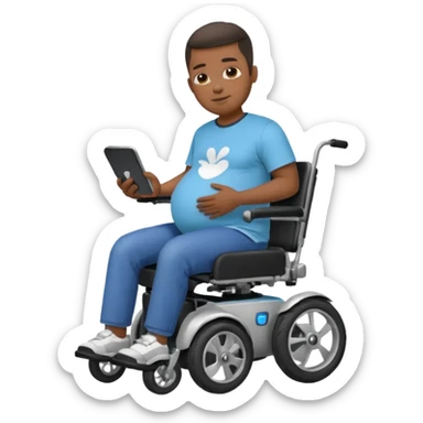 black pregnant man on motorized wheelchair sticker
