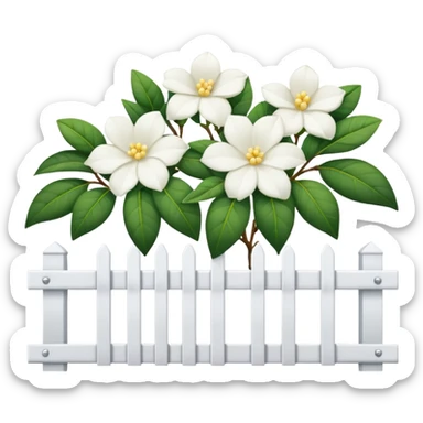 White fence with white gardenias on it sticker