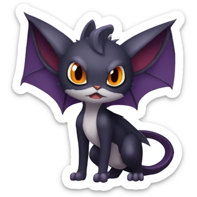  Kawaii Edgy Cool Vampiric Beautiful Noivern-Nargacuga-Litten with big Bat Ears full body sticker