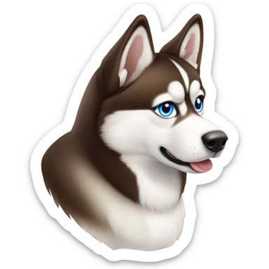 brown and white siberian husky blue eyes sticker