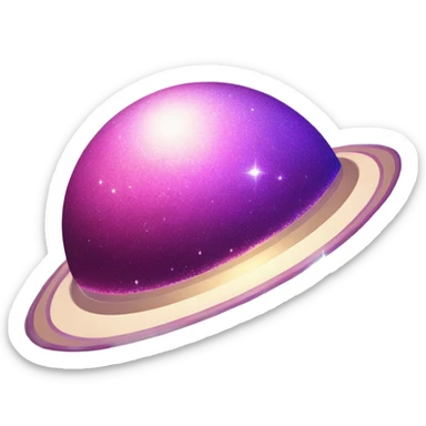 sparkly glittery blue purple and pink glitter planet with white saturn ring sticker