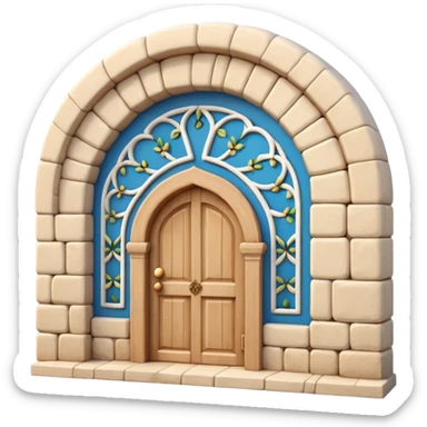3D Apple-style emoji of a Turkish han. Rounded stone building, arched wooden door, small arched windows, simple Iznik tile decoration. Glossy, smooth, soft shadows, bright daylight, clean white background.




 sticker