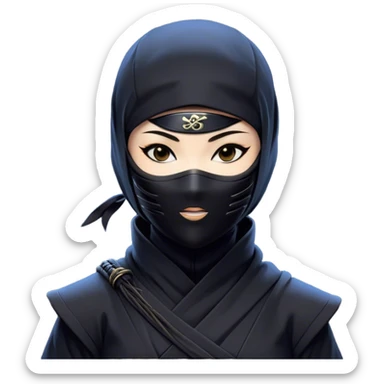 Clash of Clans aesthetic: Beautiful and Majestic Ninja Portrait Emoji, Rendered in serene poise with a gentle, confident smile and a refined masked visage, showcasing a sleek, artfully poised figure exuding calm and determined elegance in natural skin tone, Simplified yet exquisitely endearing features, highly detailed, glowing with a soft, drowsy nocturnal light, high shine, relaxed and utterly noble, stylized with an air of timeless stealth, soft glowing outline, capturing the essence of a majestic ninja whose graceful presence inspires epic covert adventures! sticker