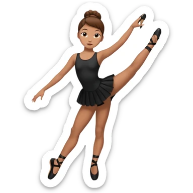 menina cabelos castanhos em coque vestida de roupas de jazz e sapatilhas pretas sticker
