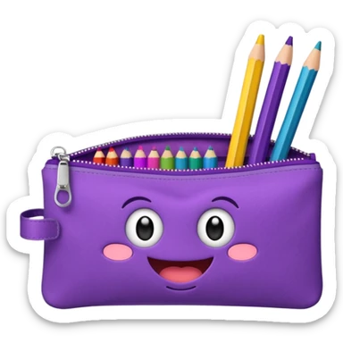 Pencil pouch with zipper mouth sticker