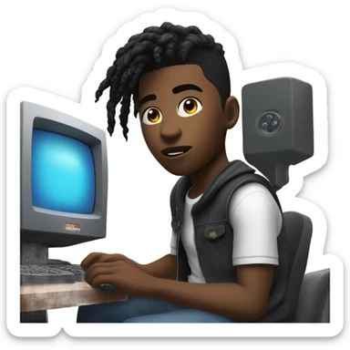 young black avatar playing brawlstars sticker