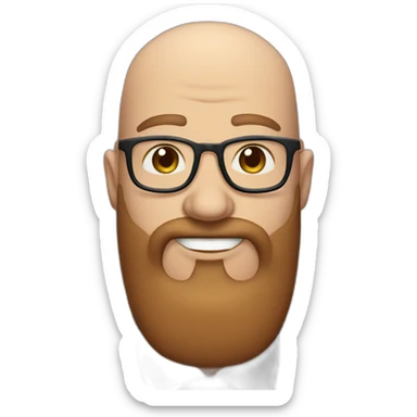 blue-eyed fat smiling bald man with a long brown beard in a blue suit with glasses sticker