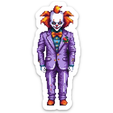 demonic clown wearing a leisure suit sticker