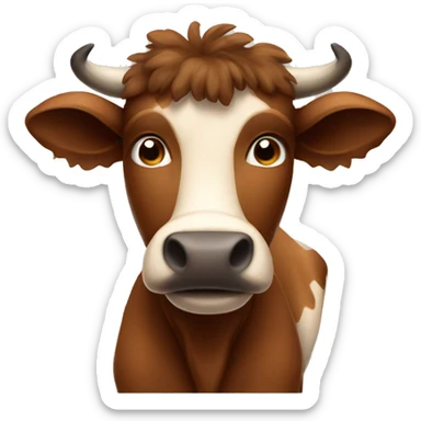 Brown fluffy cow sticker