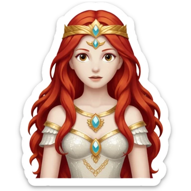 Minerva, Goddess of Wisdom from Gods and Goddesses with long red hair, ivory sequin outfit sticker