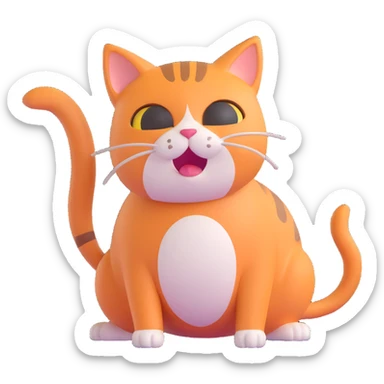 cartoon cat pooping, exaggerated expression sticker
