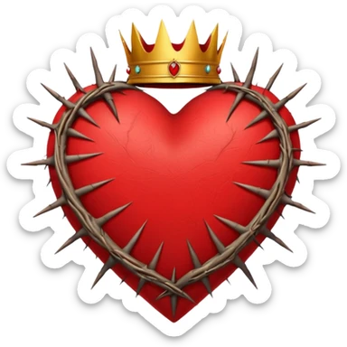 Create heart shape and in the vertical midway create that crown thonrs like in the Jesus head  sticker