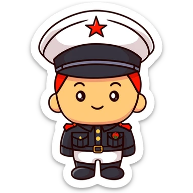 Tomato wearing Napoleon Bonaparte's bicorne hat and military officer uniform sticker